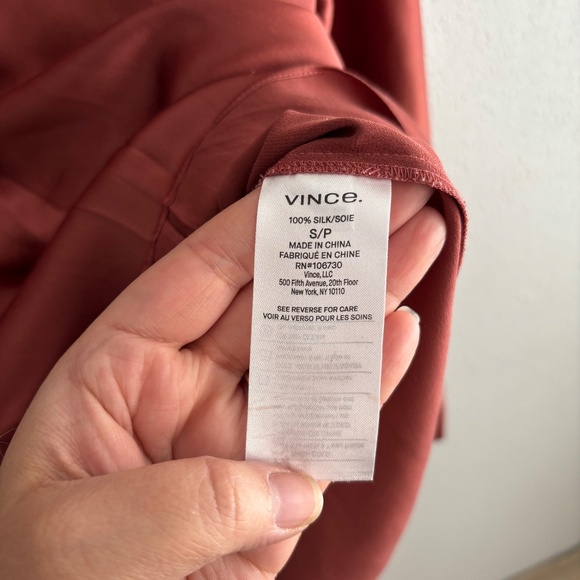 Vince 100% Silk Rust Orange Silk Blouse - Picture 5 of 11